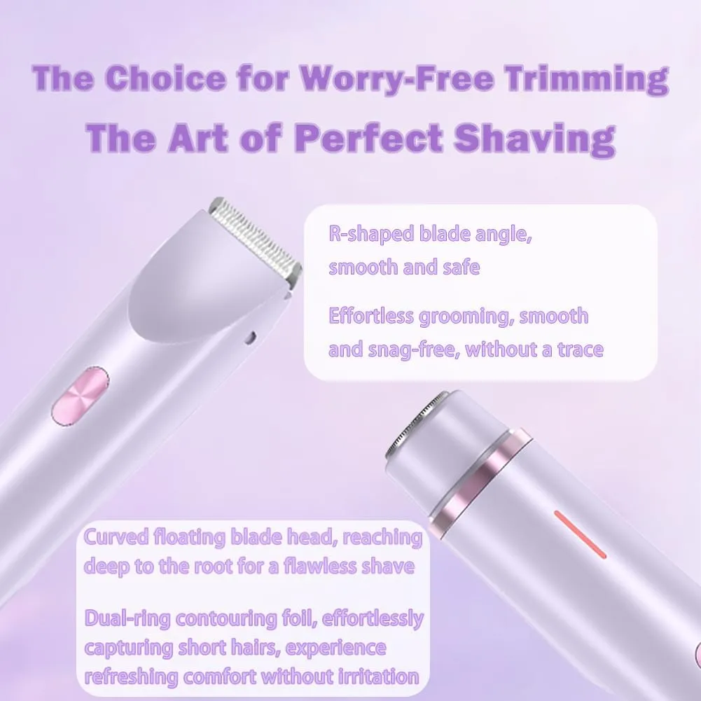 Beauty Bloom Electric Razor - Beauty Bloom 2.0, 2 in 1 Electric Bikini Trimmer for Women Pubic Hair Area, Underarm & Legs, Ipx7 Waterproof Wet & Dry Use, Dual Headed Body Shaver (Blue)
