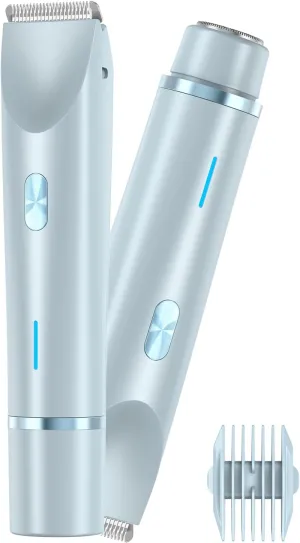 Beauty Bloom Electric Razor - Beauty Bloom 2.0, 2 in 1 Electric Bikini Trimmer for Women Pubic Hair Area, Underarm & Legs, Ipx7 Waterproof Wet & Dry Use, Dual Headed Body Shaver (Blue)