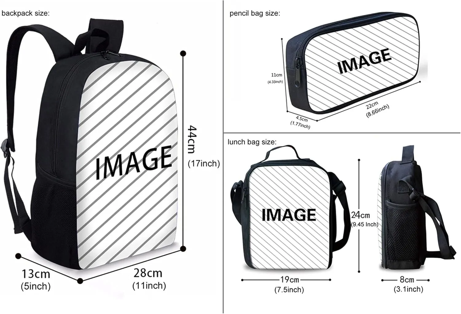 Belidome American Flag Bass Fish Backpack for School Teens Kids Bookbag for Girls Boys with Lunch Bag Water Bottle Holder Pencil Case, USA Patriotic Fourth of July Independence Day Gifts