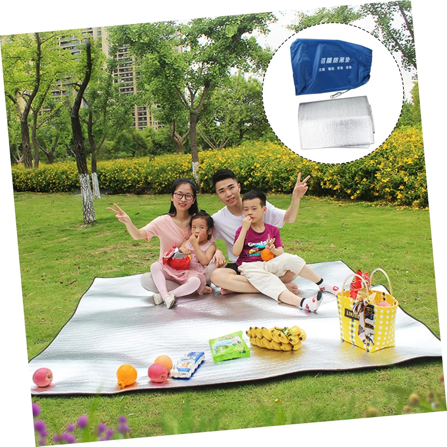 BESPORTBLE 2 pcs Picnic Rug Tent Rug Tent Floor Sleeping pad Camping pad Pocket Blanket Aluminum foil mat Camping