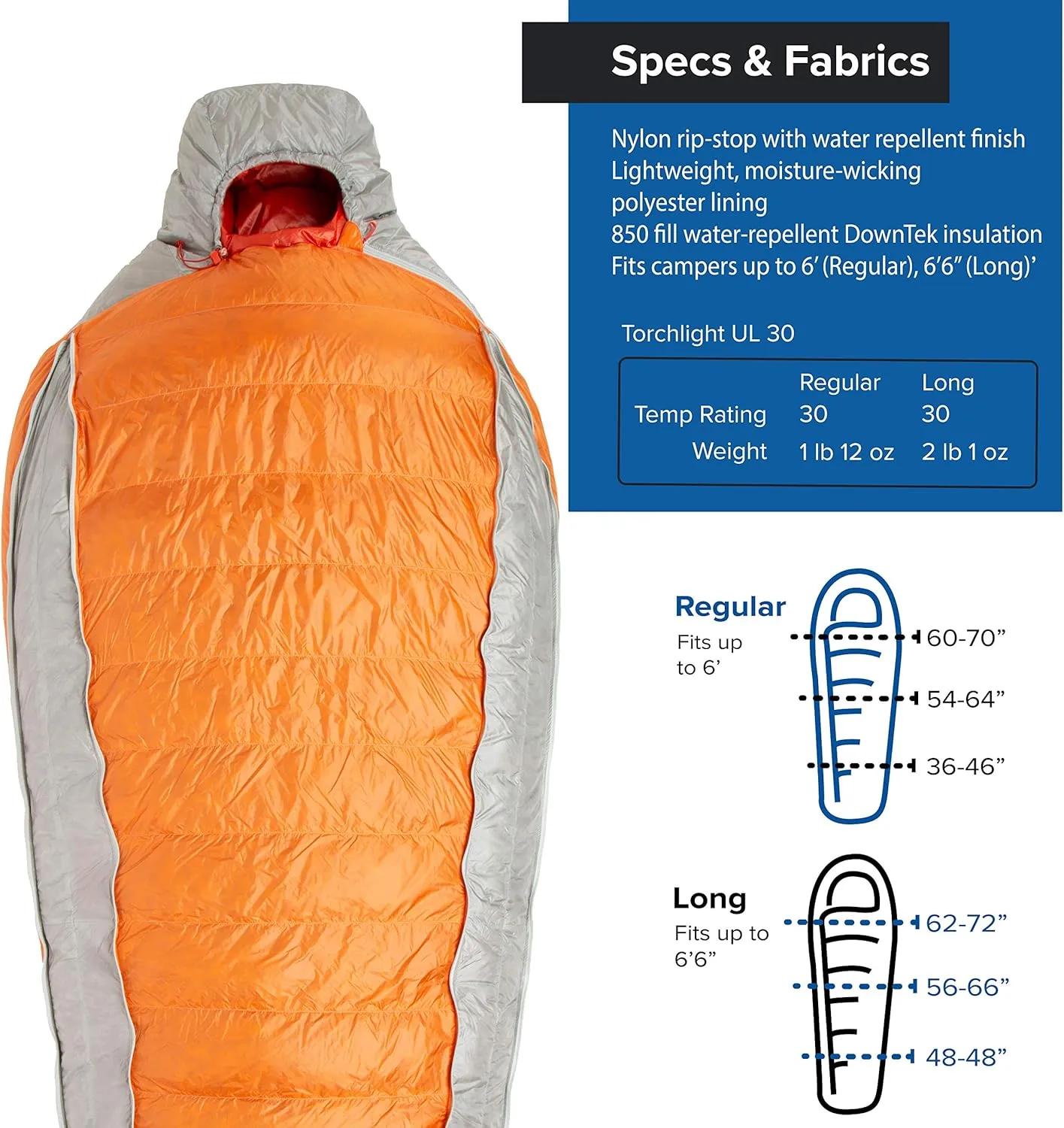 Big Agnes Torchlight UL Expandable Down Mummy Sleeping Bag