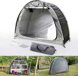 Bike Storage Tent, Anti-Dust Waterproof Bicycle Tent, Portable Bike Storage Tent for 3-4 Bikes, Foldable Bike Shelter for Garden, Camping, Outdoor - Grayish Green