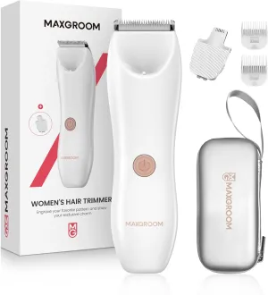 Bikini Trimmer for Women, Maxgroom Electric Razors for Women, Wet/Dry Pubic Hair Trimmer, Ceramic Blades for Intimate Grooming & DIY Styling, Women's Hygiene Shaver