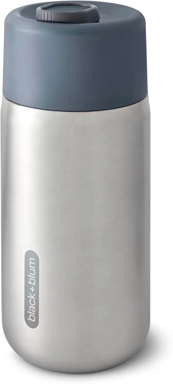 BLACK   BLUM - Travel Cup - 18/8 Stainless Steel Thermal Insulated Travel Coffee Cup with Leak Proof, Lockable Lid - Keeps Hot for 4 hrs, Cold for 8 hrs, Slate - 340ml