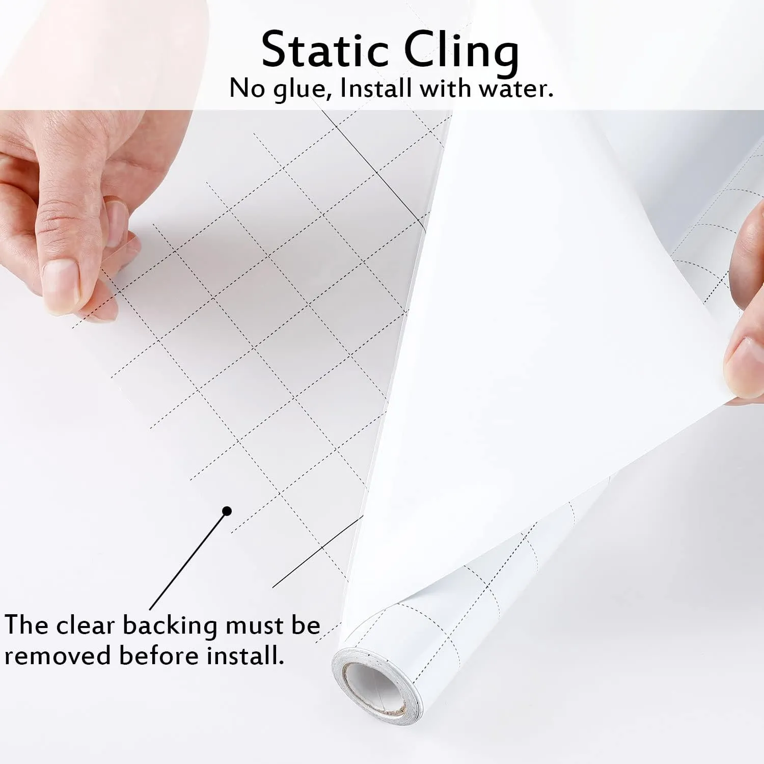 Blackout Window Films, White Sides 100% Light Blocking Window Cover for Bedroom Nursery Day Sleeping, Opaque Static Cling Privacy Film, Non Adhesive Thermal Insulated Window Treatment, 157.4"x17.7"