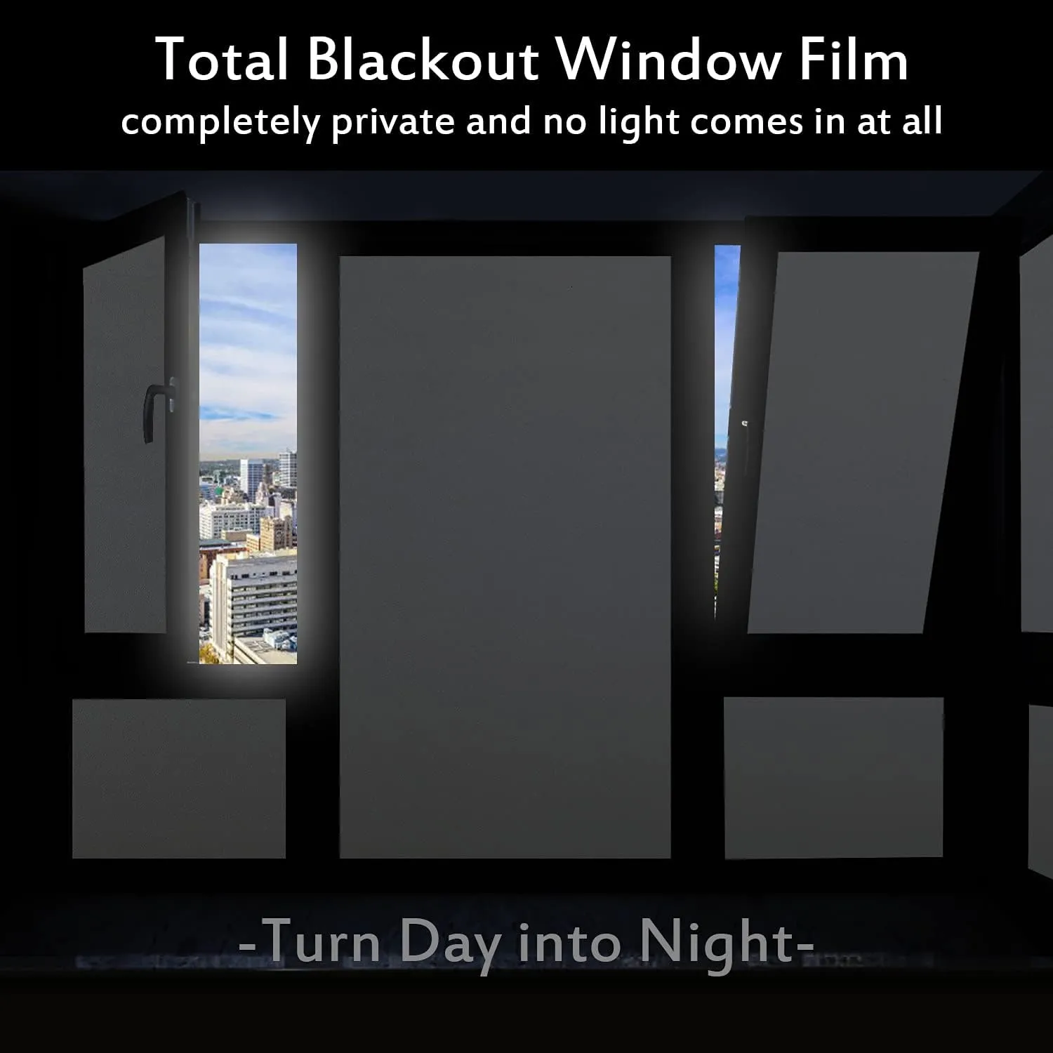 Blackout Window Films, White Sides 100% Light Blocking Window Cover for Bedroom Nursery Day Sleeping, Opaque Static Cling Privacy Film, Non Adhesive Thermal Insulated Window Treatment, 157.4"x17.7"