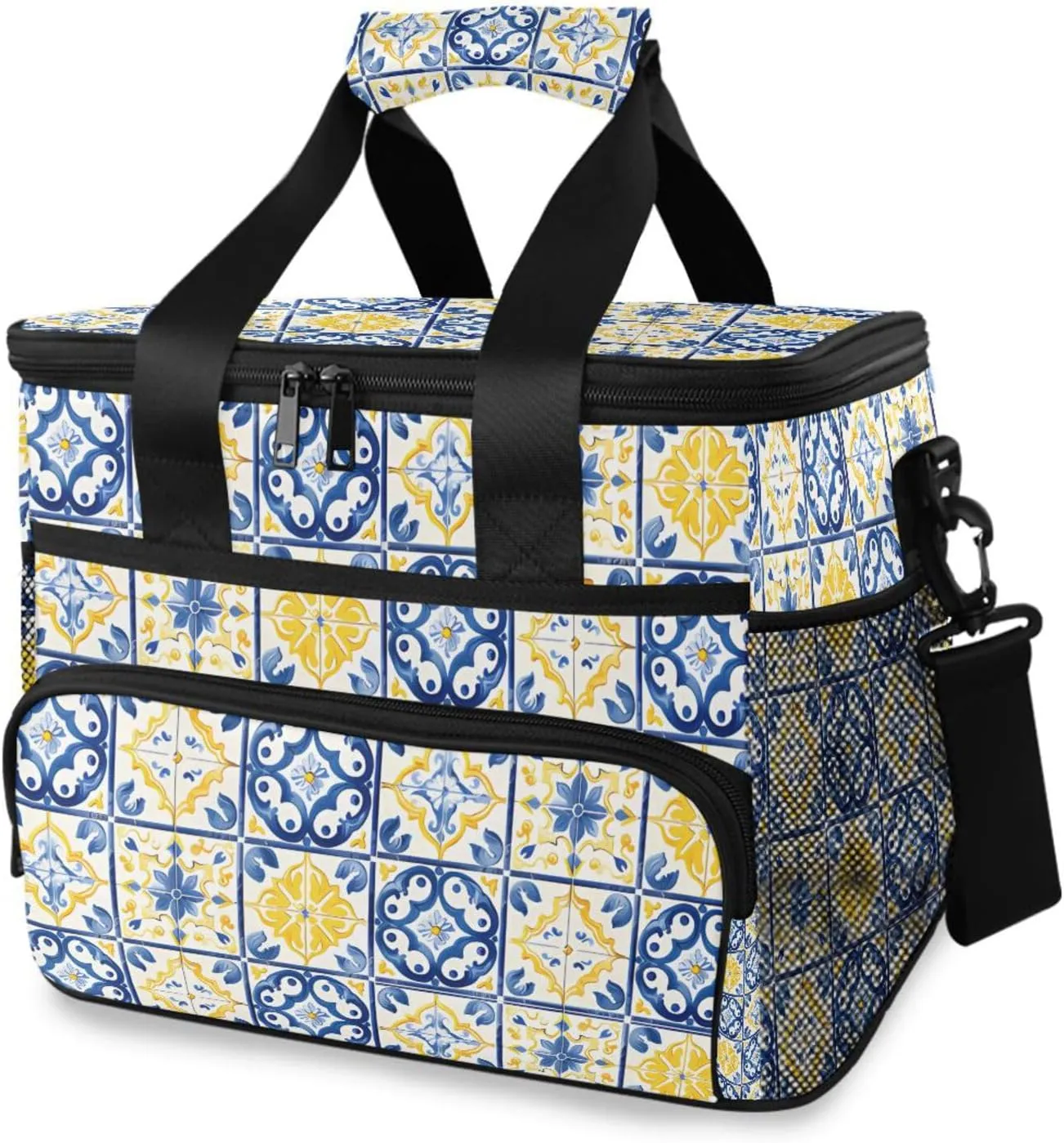 Blue Mandala Aztec Paisley Cooler Bag Insulated Cooler Soft Sided Cooler 24 Can Portable Picnic Bag Large Leakproof Lunch Bag Box for Beach Grocery Camping Travel Car Men Women