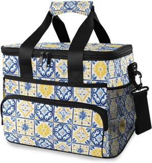 Blue Mandala Aztec Paisley Cooler Bag Insulated Cooler Soft Sided Cooler 24 Can Portable Picnic Bag Large Leakproof Lunch Bag Box for Beach Grocery Camping Travel Car Men Women