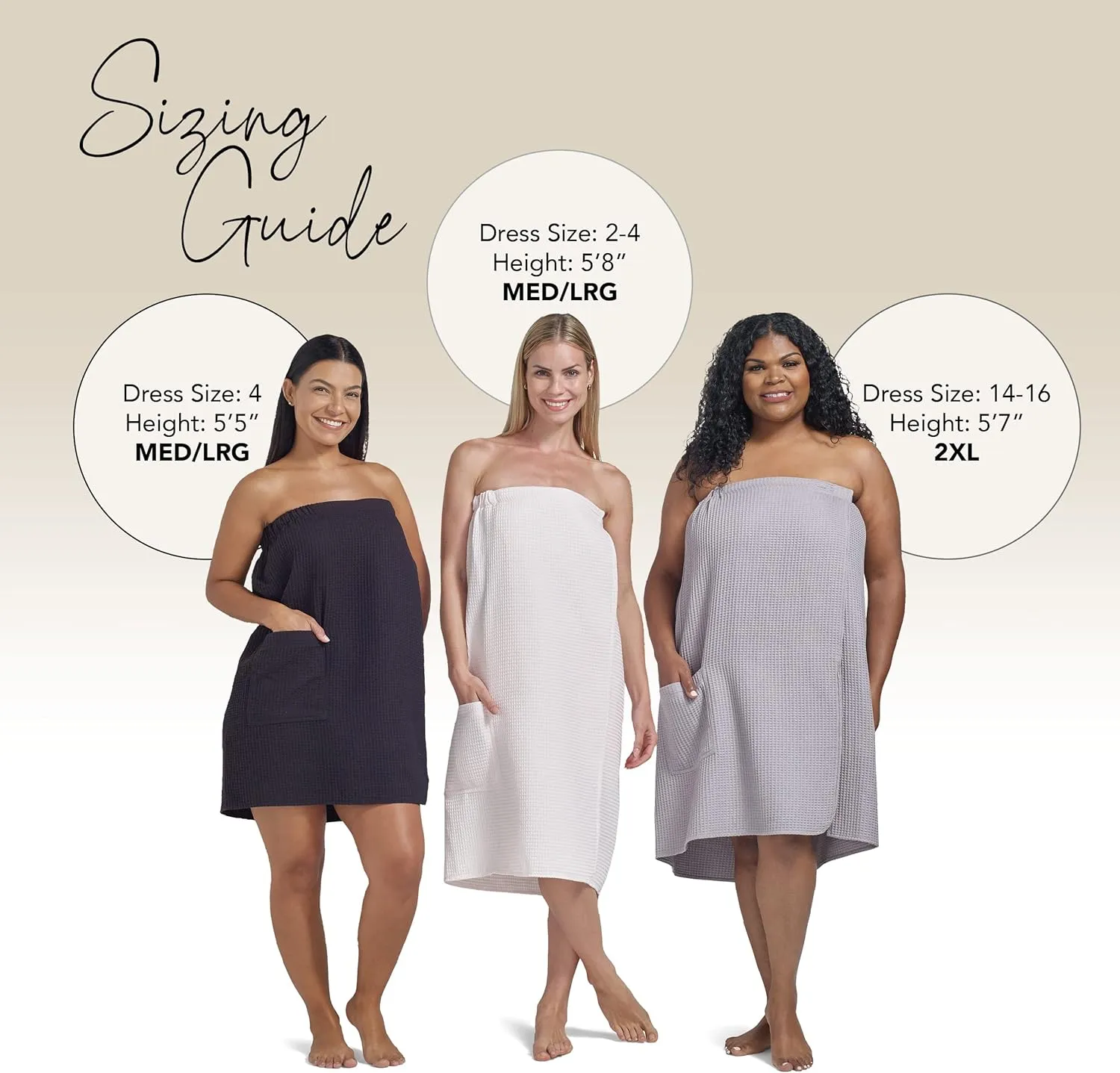 Boca Waffle Towel Wrap for Women - Lightweight Sauna Towel - Bath Wrap for Home, Spa, Facial or Gym - Secure & Adjustable, Plus Size
