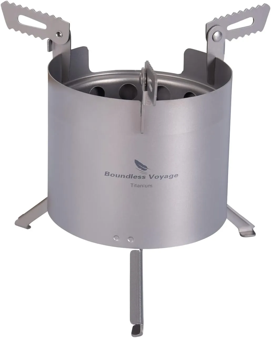 Boundless Voyage Camping Titanium Wood Stove With Removable Pot Stands Folding Legs Outdoor Bushhcraft Tools Double-wall Furnace A-Ti2014C