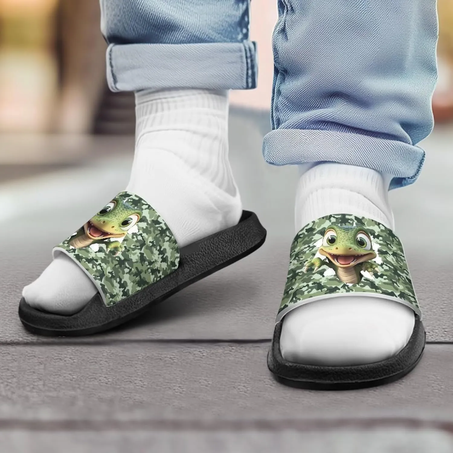 Boys Beach Sandals Lightweight Slides for Kids Shower Shoes