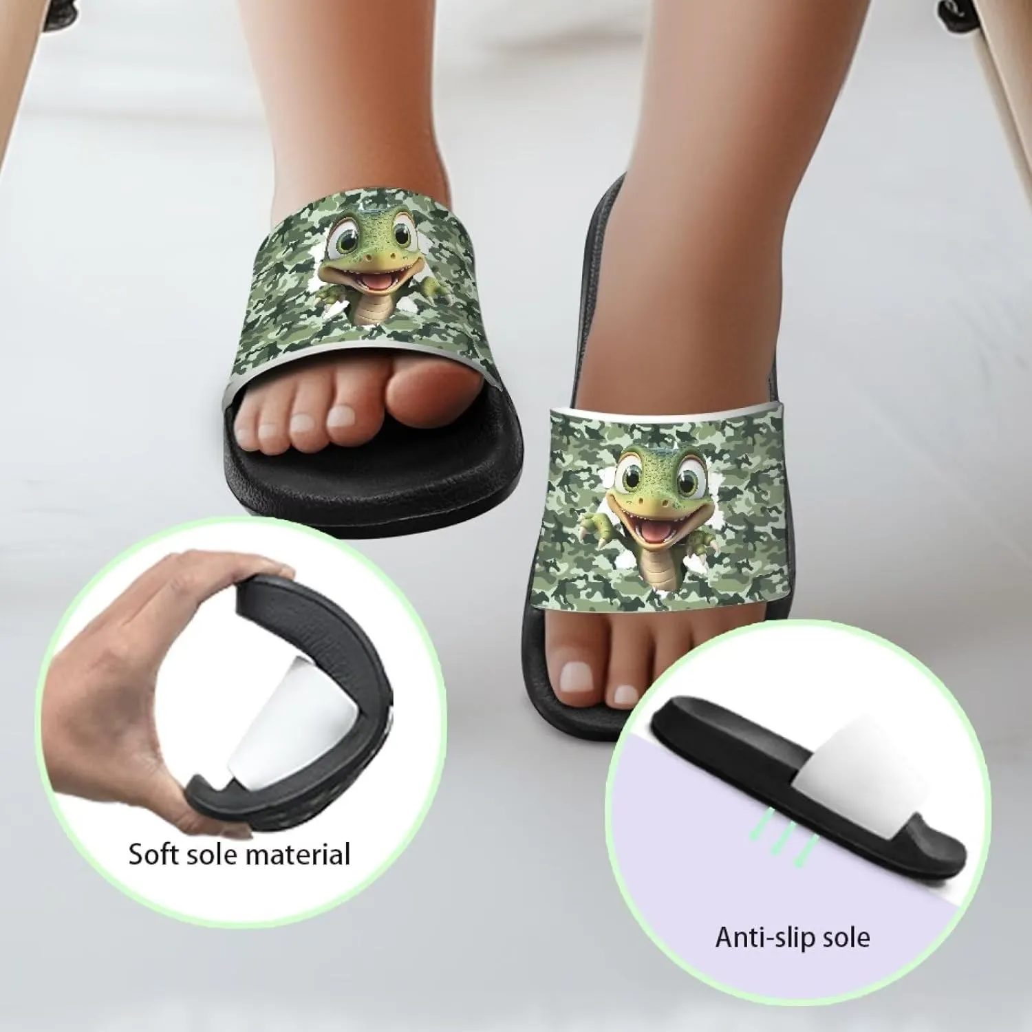 Boys Beach Sandals Lightweight Slides for Kids Shower Shoes