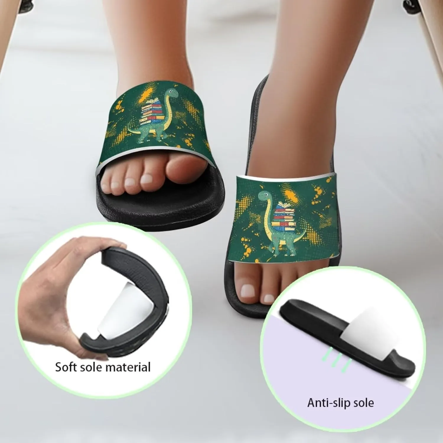 Boys Girls Shower Slippers Non-Slip Lightweight Open Toe Slip on Sandals for Beach Pool Camping