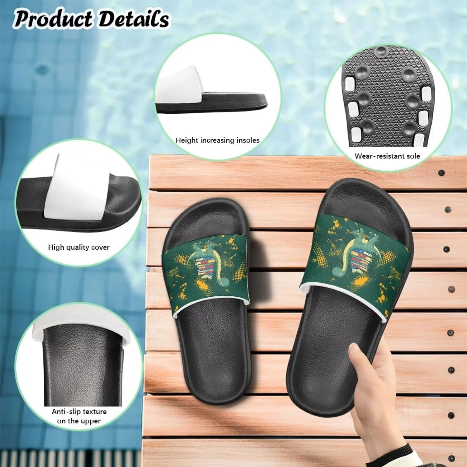 Boys Girls Shower Slippers Non-Slip Lightweight Open Toe Slip on Sandals for Beach Pool Camping