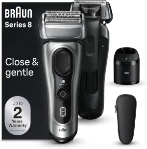 Braun Series 8 8567cc Electric Razor for Men, 4 1 Shaving Elements & Precision Long Hair Trimmer, 5in1 SmartCare Center, Close & Gentle Even on Dense Beards, Wet & Dry Electric Razor, 60min Runtime