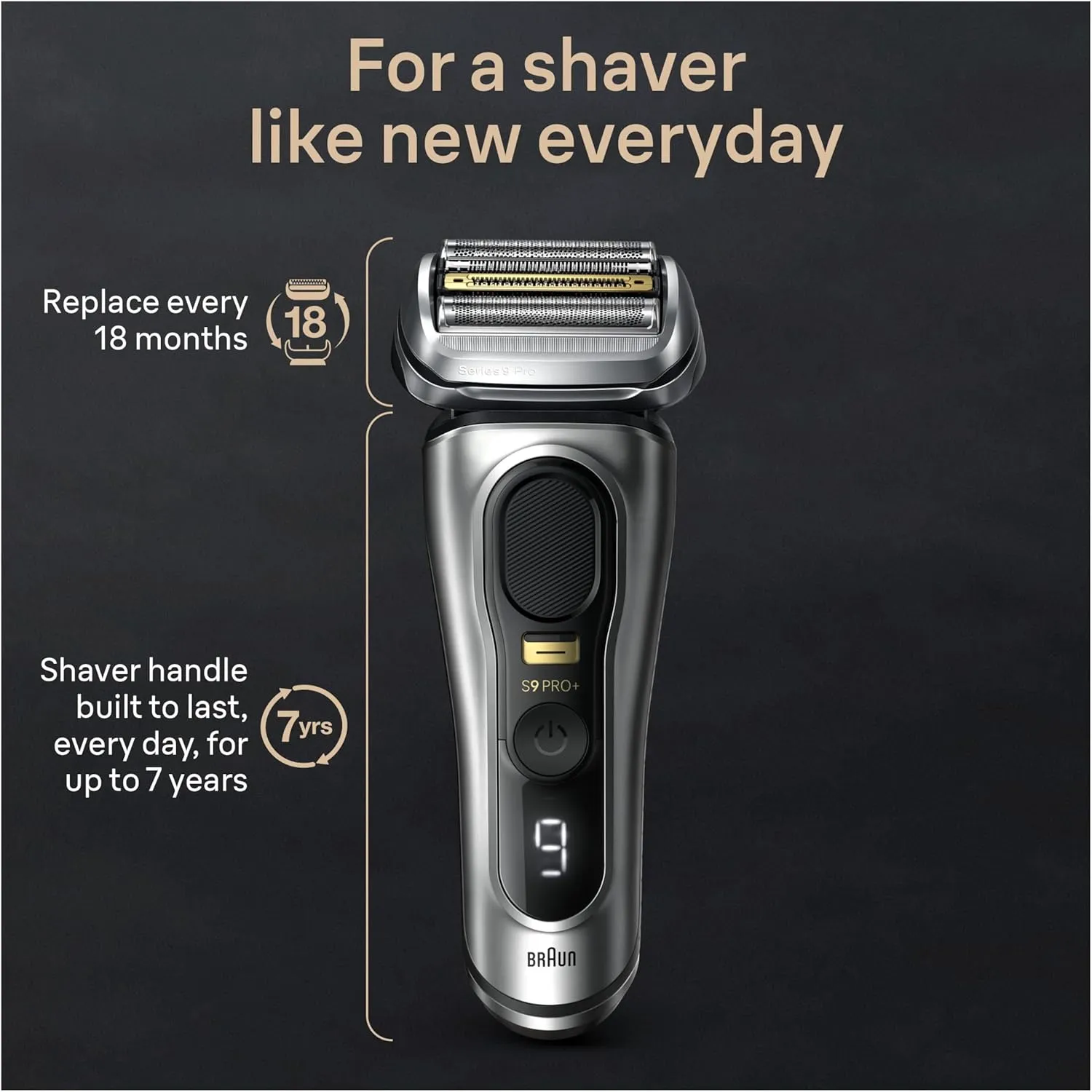 Braun Series 9 9517s PRO  Electric Razor for Men, 5 Pro Shave Elements & Precision Long Hair ProTrimmer, Charging Stand, Braun’s Best for Smooth Skin, Wet & Dry Electric Razor with 60min Runtime
