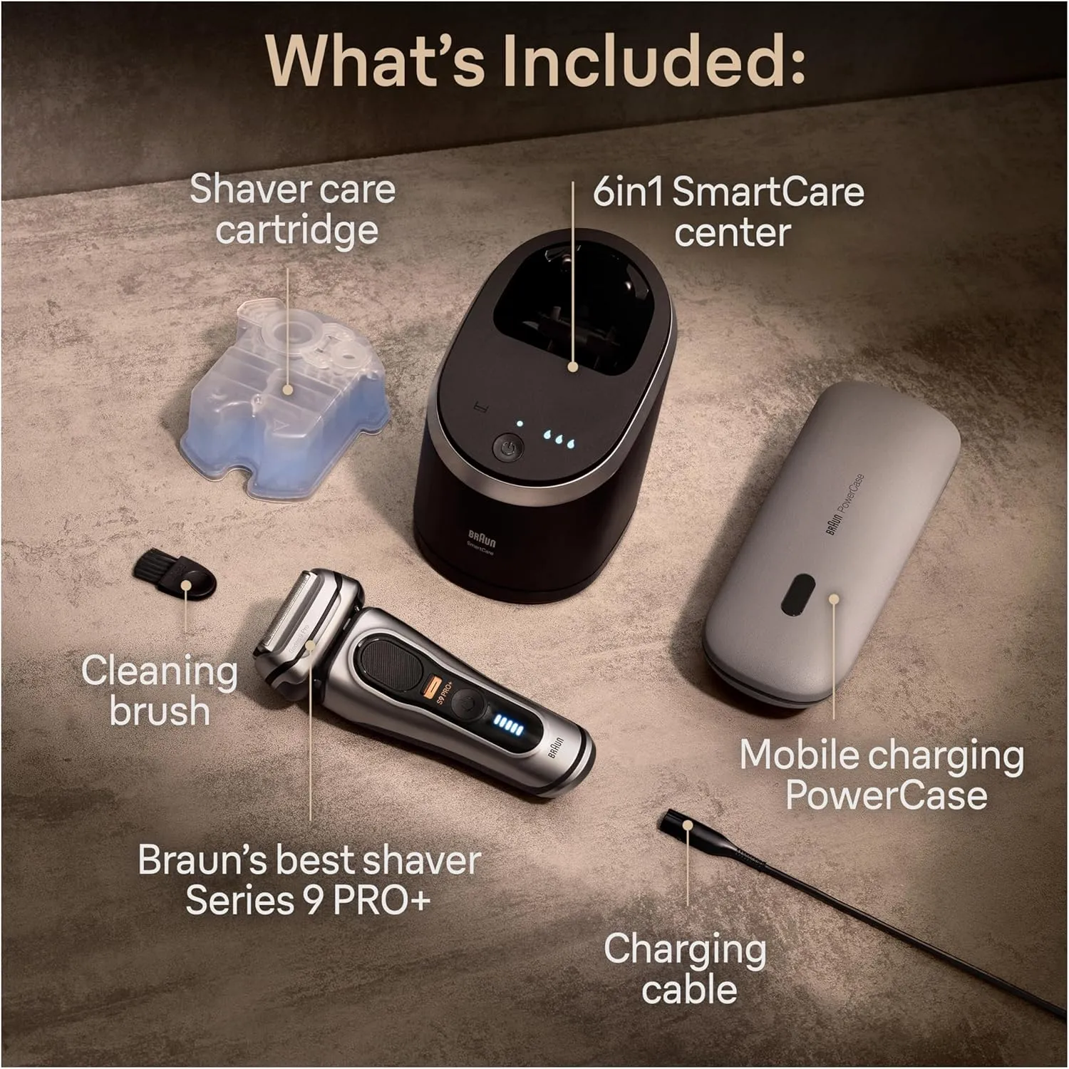 Braun Series 9 PRO  9577cc Electric Razor for Men, 5 Pro Shave Elements & Precision Long Hair Trimmer, 6in1 SmartCare Center, PowerCase for Mobile Charging, Wet & Dry, 60min Battery Runtime