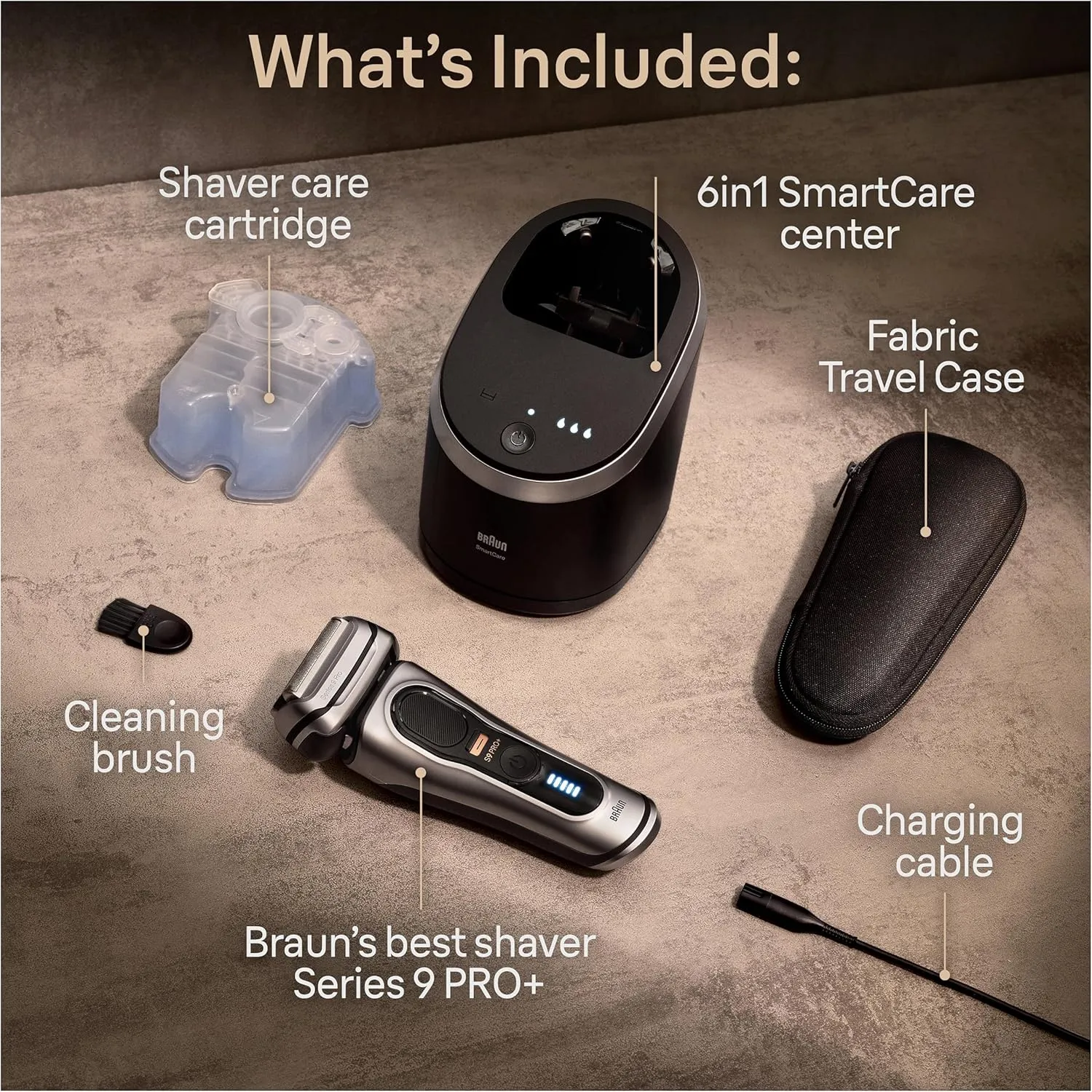 Braun Series 9 PRO  Electric Razor for Men, 5 Pro Shave Elements & Precision Long Hair Trimmer, 6in1 SmartCare Center, Wet & Dry Electric Razor for Smooth Skin with 60min Battery Runtime, 9567cc