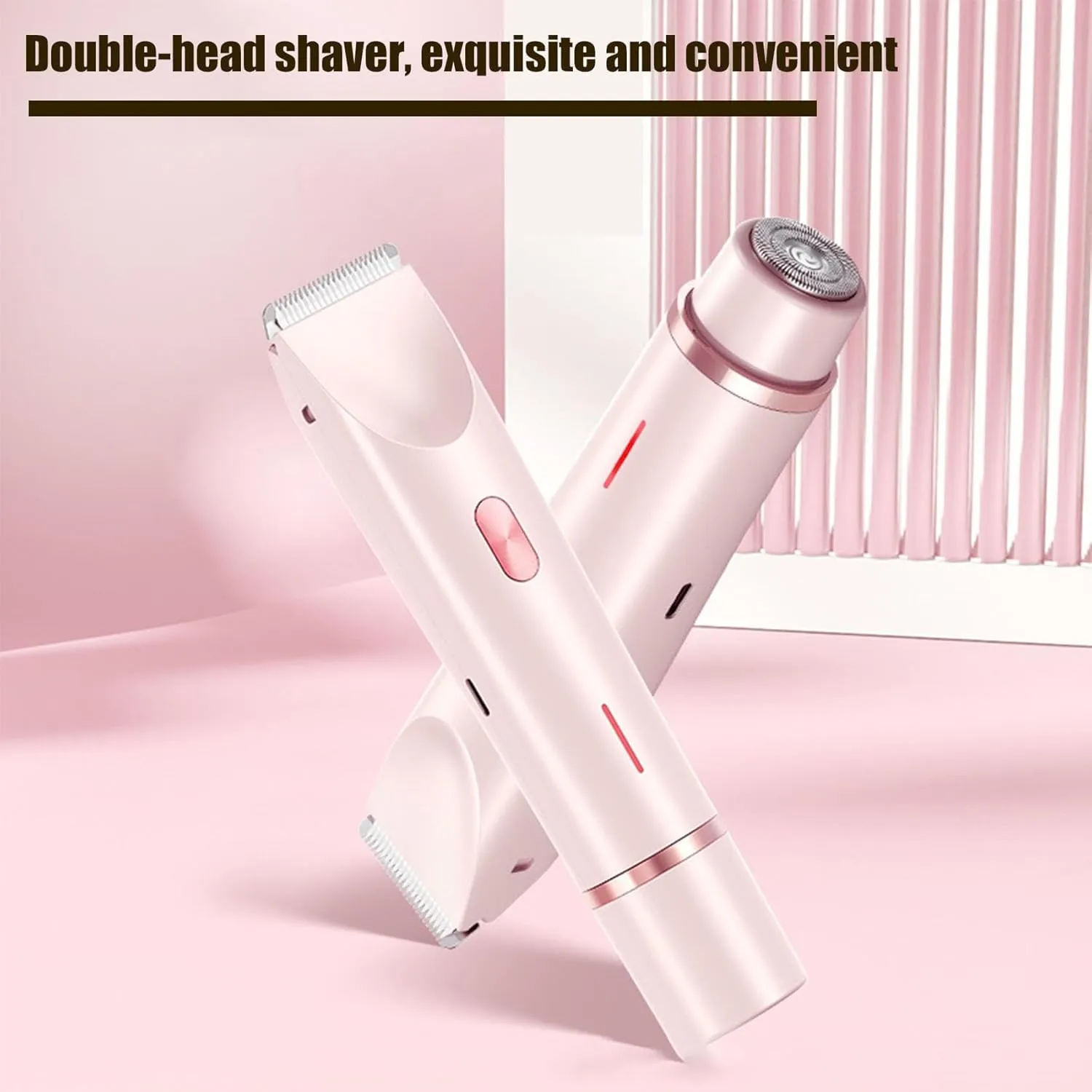 Breezelly Shaver, Breezelly Dual-Head Electric Shaver,Comfort 2 in 1 Electric LadyShaver for Women Painless Hair Removal,Ipx7 Waterproof Wet & Dry Bikini Trimmer,Get Smooth Skin Easily (Pink)