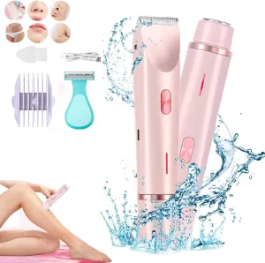 Breezelly Shaver, Breezelly Dual-Head Electric Shaver,Comfort 2 in 1 Electric LadyShaver for Women Painless Hair Removal,Ipx7 Waterproof Wet & Dry Bikini Trimmer,Get Smooth Skin Easily (Pink)