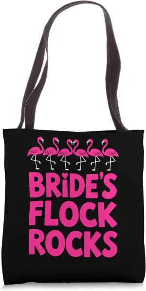 Bride´s Flock Rocks Flamingo Wedding Party Bridal Shower Tote Bag