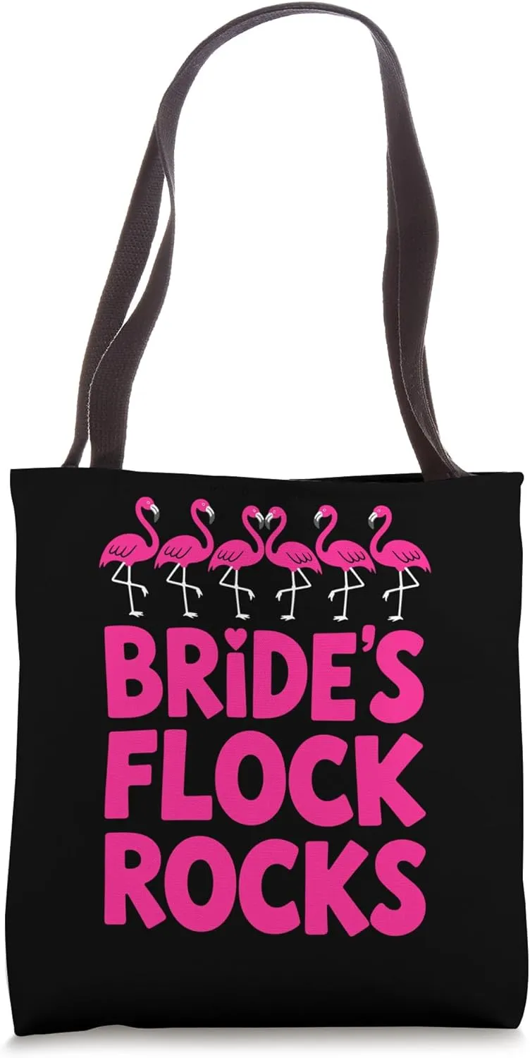 Bride´s Flock Rocks Flamingo Wedding Party Bridal Shower Tote Bag
