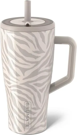 BrüMate Era 30 oz Tumbler with Handle and Straw | 100% Leakproof Insulated Tumbler with Lid and Straw | Made of Stainless Steel | Cup Holder Friendly Base | 30oz (Zebra)