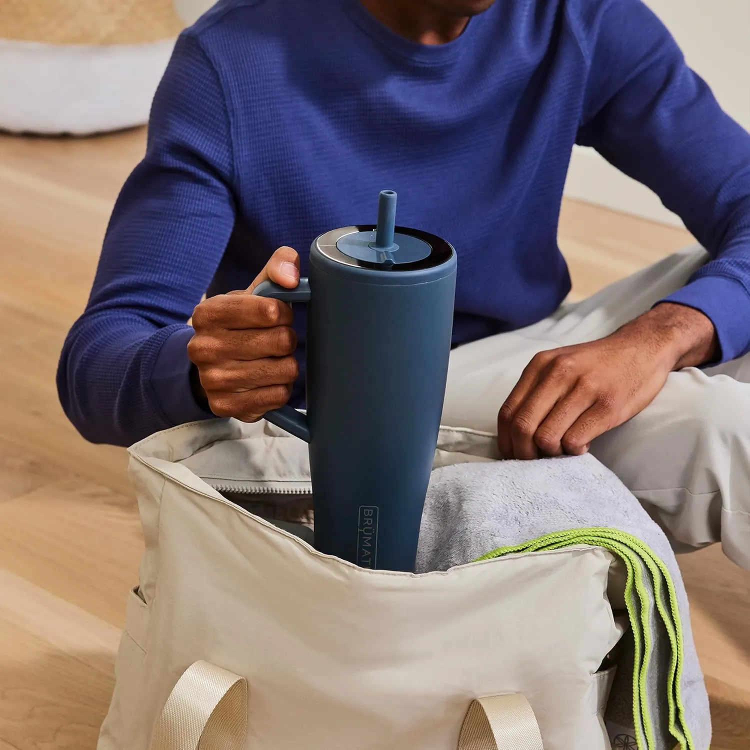 BrüMate Era 40 oz Tumbler with Handle and Straw | 100% Leakproof Insulated Tumbler with Lid and Straw | Made of Stainless Steel | Cup Holder Friendly Base | 40oz (Blue Agave)