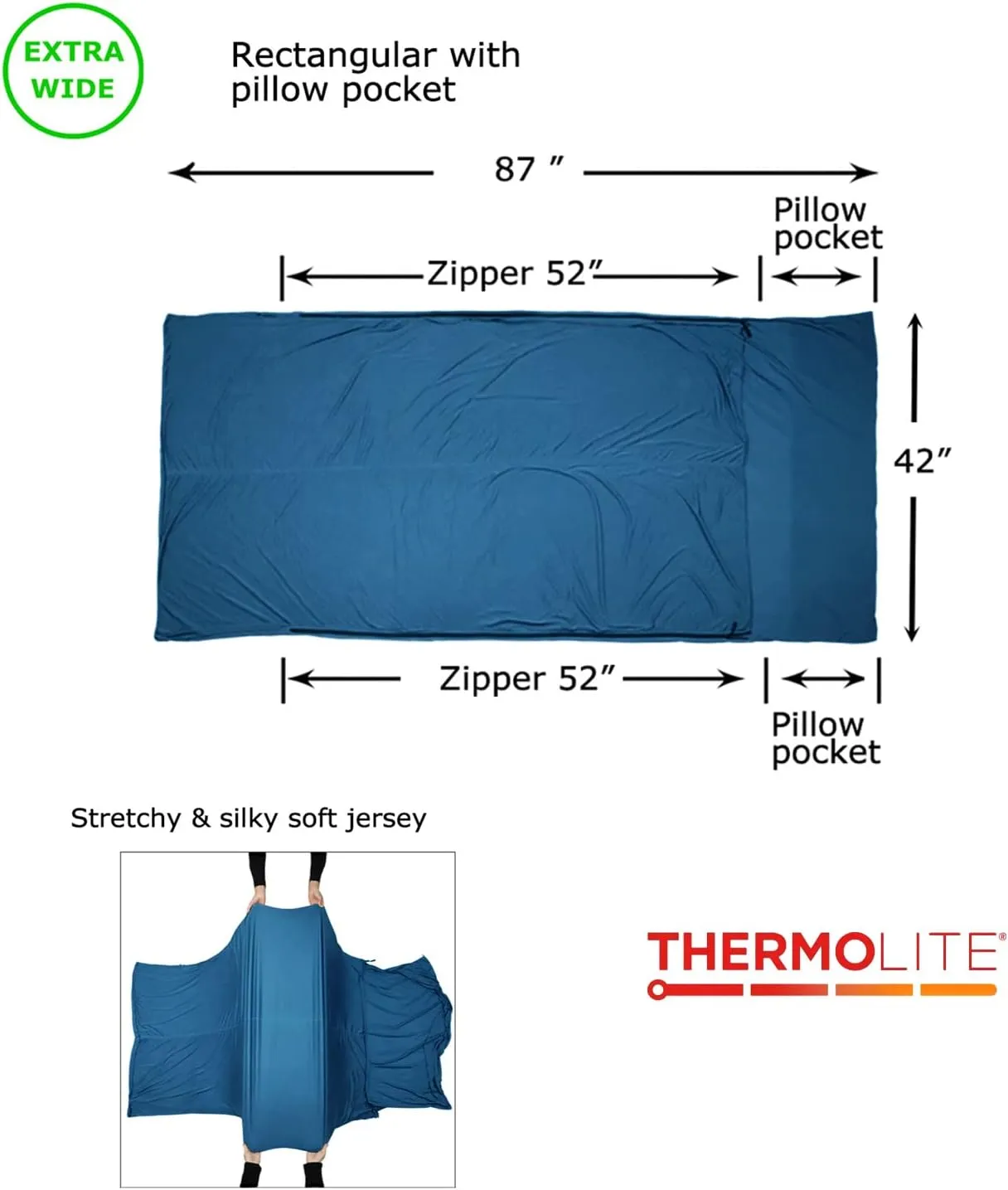 BROWINT Thermolite Sleeping Bag Liner with Zippers for Cold Weather, Lightweight Mummy with Hood & Rectangular Sleep Sack for Adult, Adds Warmth, Thermal Travel Liner, All Season