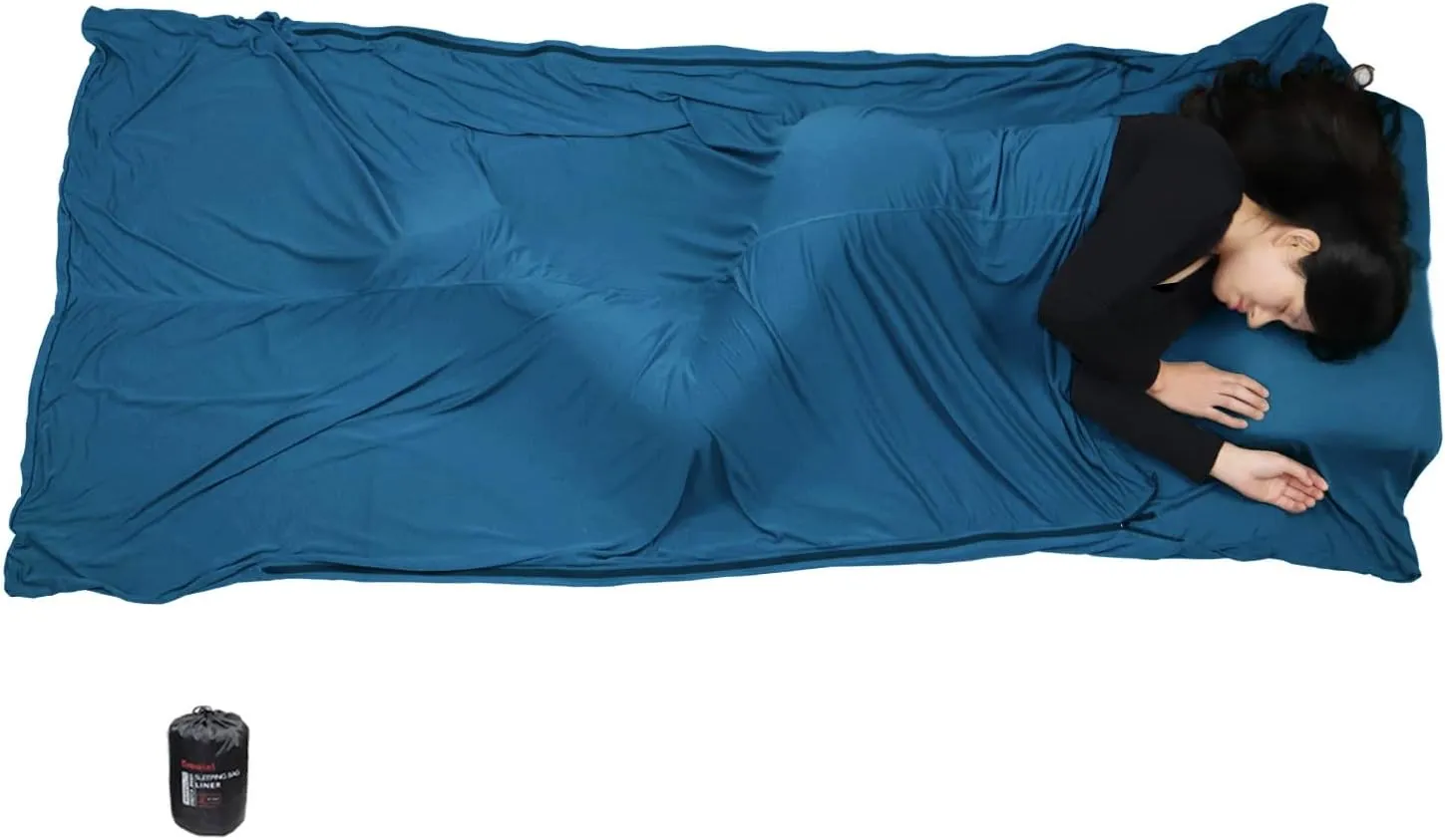 BROWINT Thermolite Sleeping Bag Liner with Zippers for Cold Weather, Lightweight Mummy with Hood & Rectangular Sleep Sack for Adult, Adds Warmth, Thermal Travel Liner, All Season