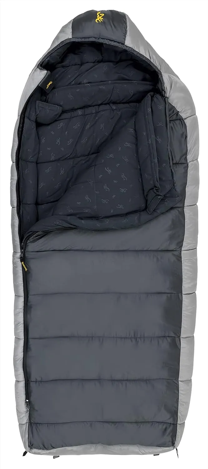 Browning McKinley 0° Sleeping Bag - Oversize Insulated Hooded Rectangle Made with Ripstop Outer and Brushed Polyester Liner, with Compression Stuff Sack