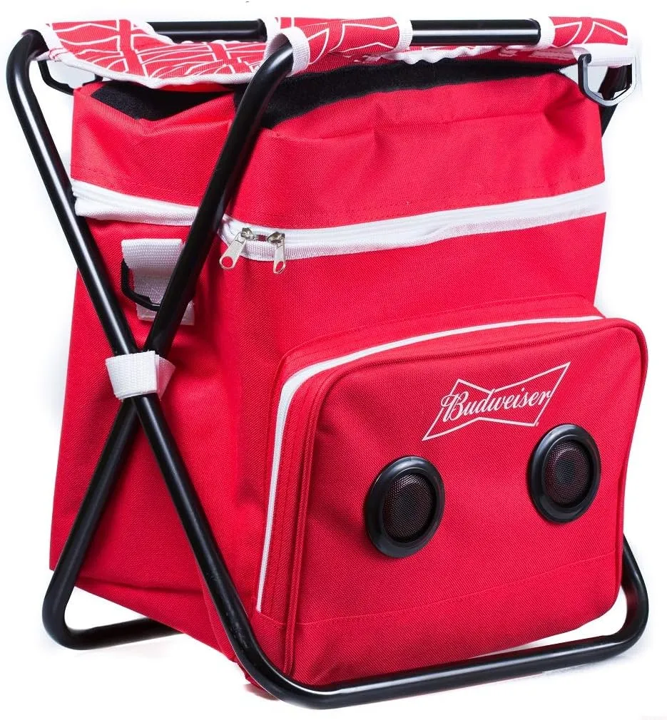 Bud Light Cooler Beach/Tailgate/Picnic Chair & Insulated Cooler Bag with Built in Rechargeable Bluetooth Speaker