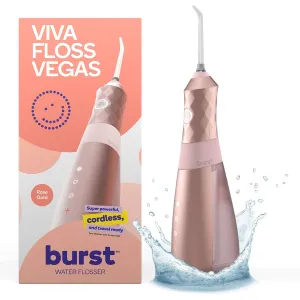 Burst Electric Water Flosser for Teeth Cleaning (3 Modes/Rose Gold) | Cordless | Plaque Removal Between Braces & Dental Work | Portable Floss | Refillable 110mL Tank