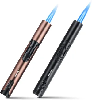Butane Torch Lighter 2 Pack Refillable Adjustable Jet Flame Long Pen Lighter for BBQ Stove Grill Candle Camping 6-inch (Gas Not Included)