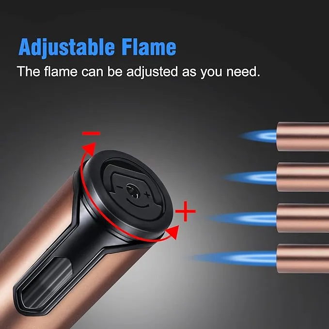 Butane Torch Lighter 2 Pack Refillable Adjustable Jet Flame Long Pen Lighter for BBQ Stove Grill Candle Camping 6-inch (Gas Not Included)