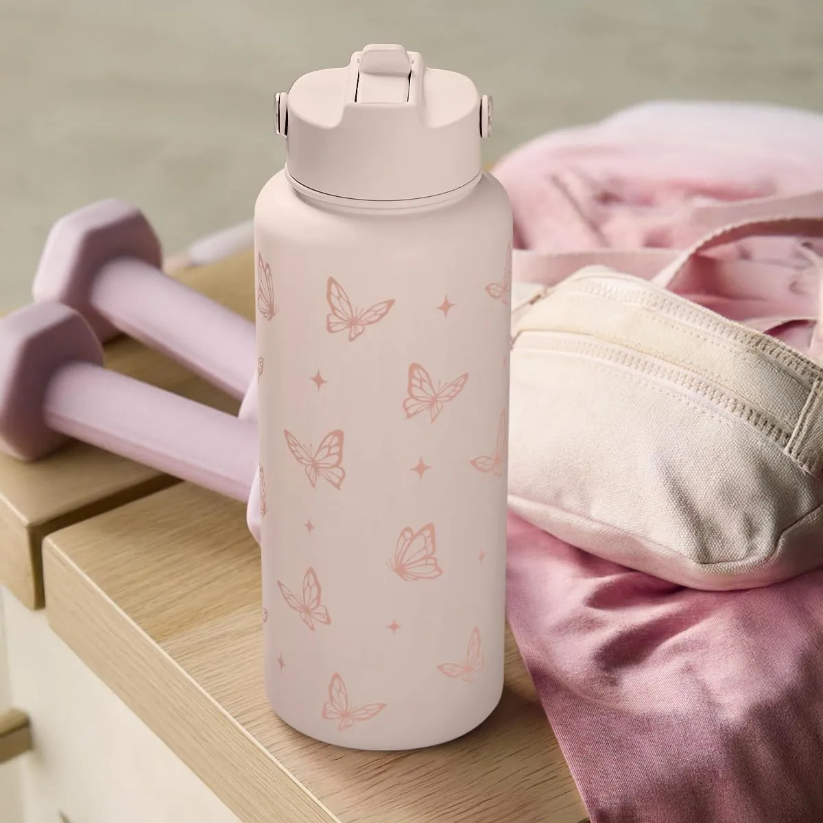 Butterfly Water Bottle Insulated Vacuum Stainless Steel 32oz with Lid, Gifts for Women Girls Teens Birthday Christmas