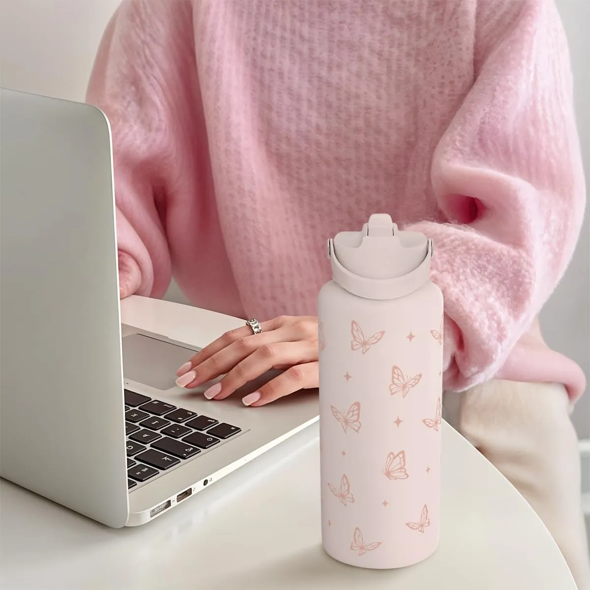 Butterfly Water Bottle Insulated Vacuum Stainless Steel 32oz with Lid, Gifts for Women Girls Teens Birthday Christmas