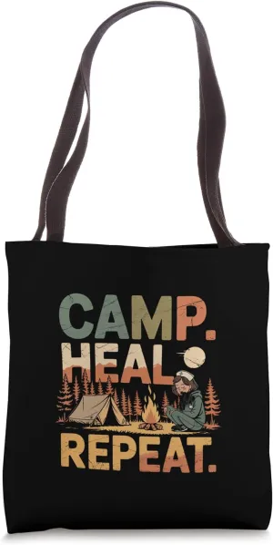 Camp Heal Repeat Nurse Camping tees – Retro Design Tote Bag