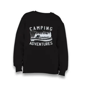 Camping Adventure Axe and Tent Kid's Black Sweatshirt