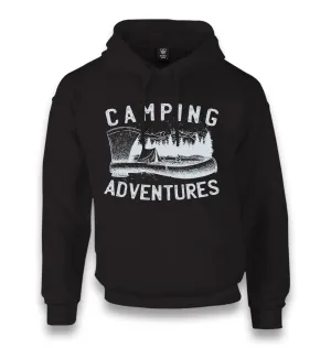 Camping Adventure Axe and Tent Unisex Black Hoodie