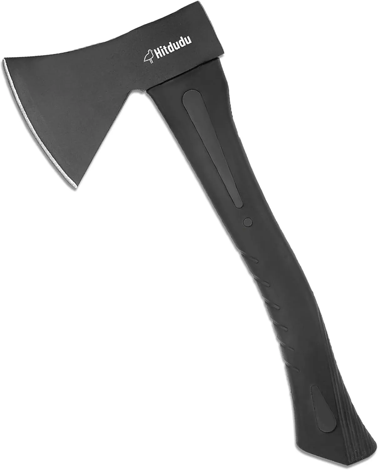 Camping Axe, 14" Camping Chopping Hatchet for Firewood Splitting, Forged Carbon Steel Heat Treated Gargen Tool, Fiberglass Shock Reduction Handle with Anti-Slip Rubber Grip