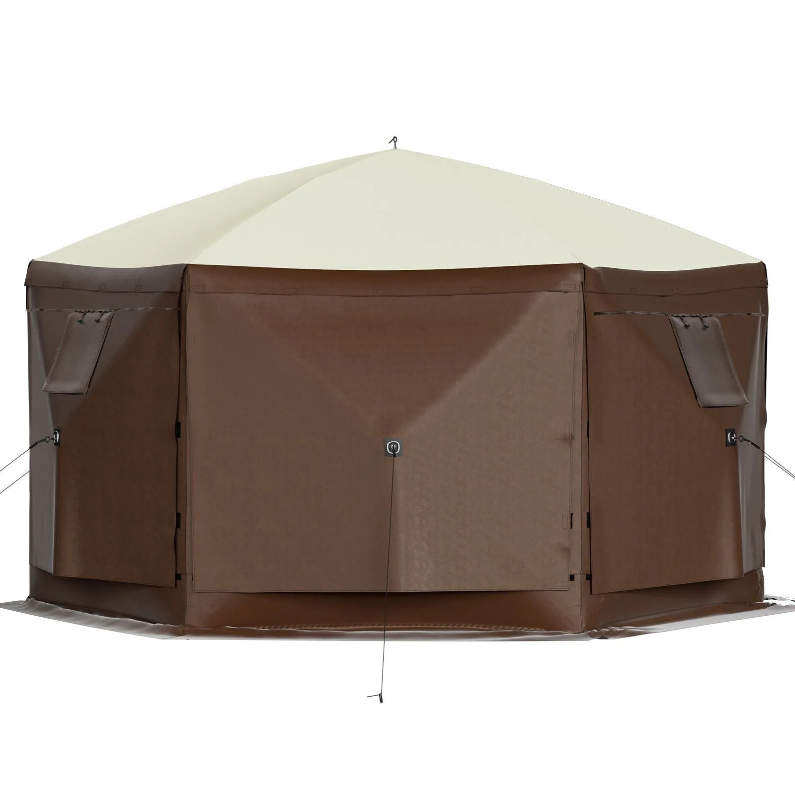 Camping, Brown Mesh Professional-grade Gazebo 8 Shelter 6 Person Tent, Storage Best-seller Camping Stakes, Sided Waterproof Tent Ground VEVOR Screen Bag, w/Portable Beige 10'x10', Canopy Pop-up & Screen for Windows,