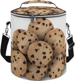 Camping Cooler Bag, Food Chocolate Chip Biscuits Print Portable Ice Pack Outdoor Cooler Bag Picnic Cooler Bag Foldable Cooler Bag, style