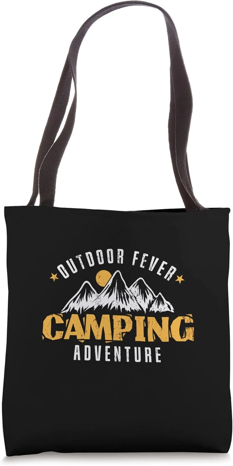 Camping Mountain Range "Outdoor Fever Camping Adventure" Tote Bag