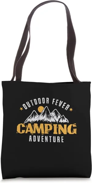 Camping Mountain Range "Outdoor Fever Camping Adventure" Tote Bag