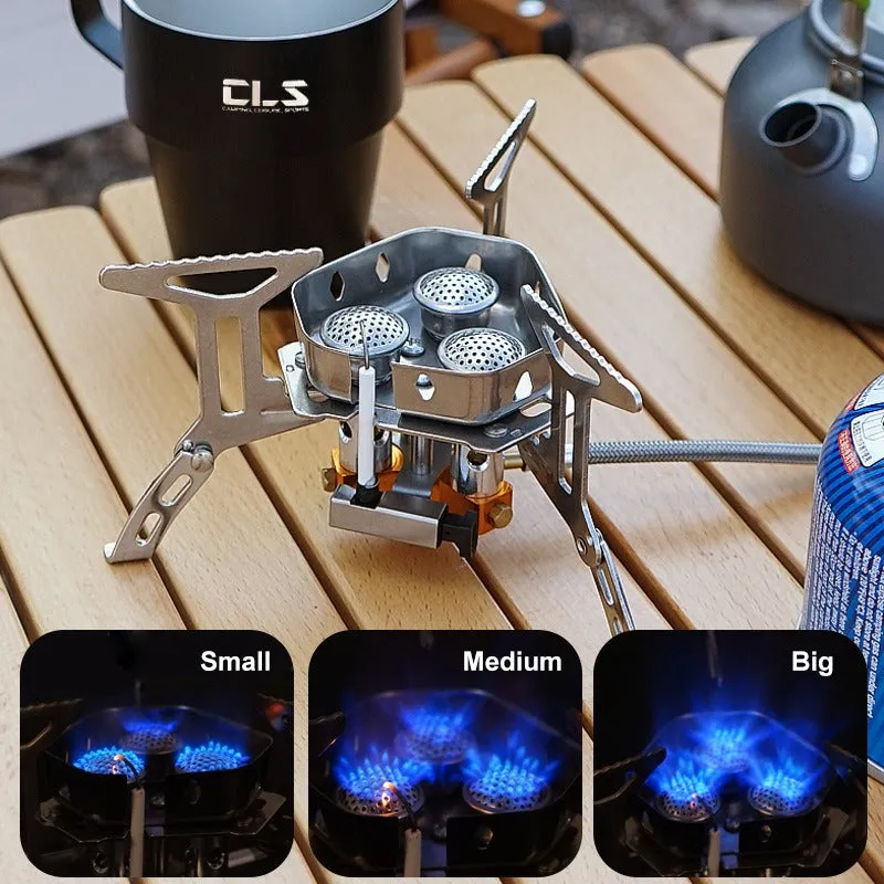 Camping Outdoor Portable Three Head Stove with Butane