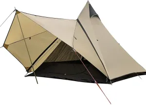 Camping Pyramid Tipi Tent Adult Indian Teepee Tent Yurt Tent Double Layers Waterproof Anti-UV Windproof Tents for Outdoor Camping Hiking Hunting 3-4 Person (Camel) (Camel)