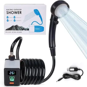 Camping Shower, 6000mAh Rechargable Portable Shower for Outdoor, Hiking - 12V High Pressure, Multi-Modes, One-Touch ON/Off (L)