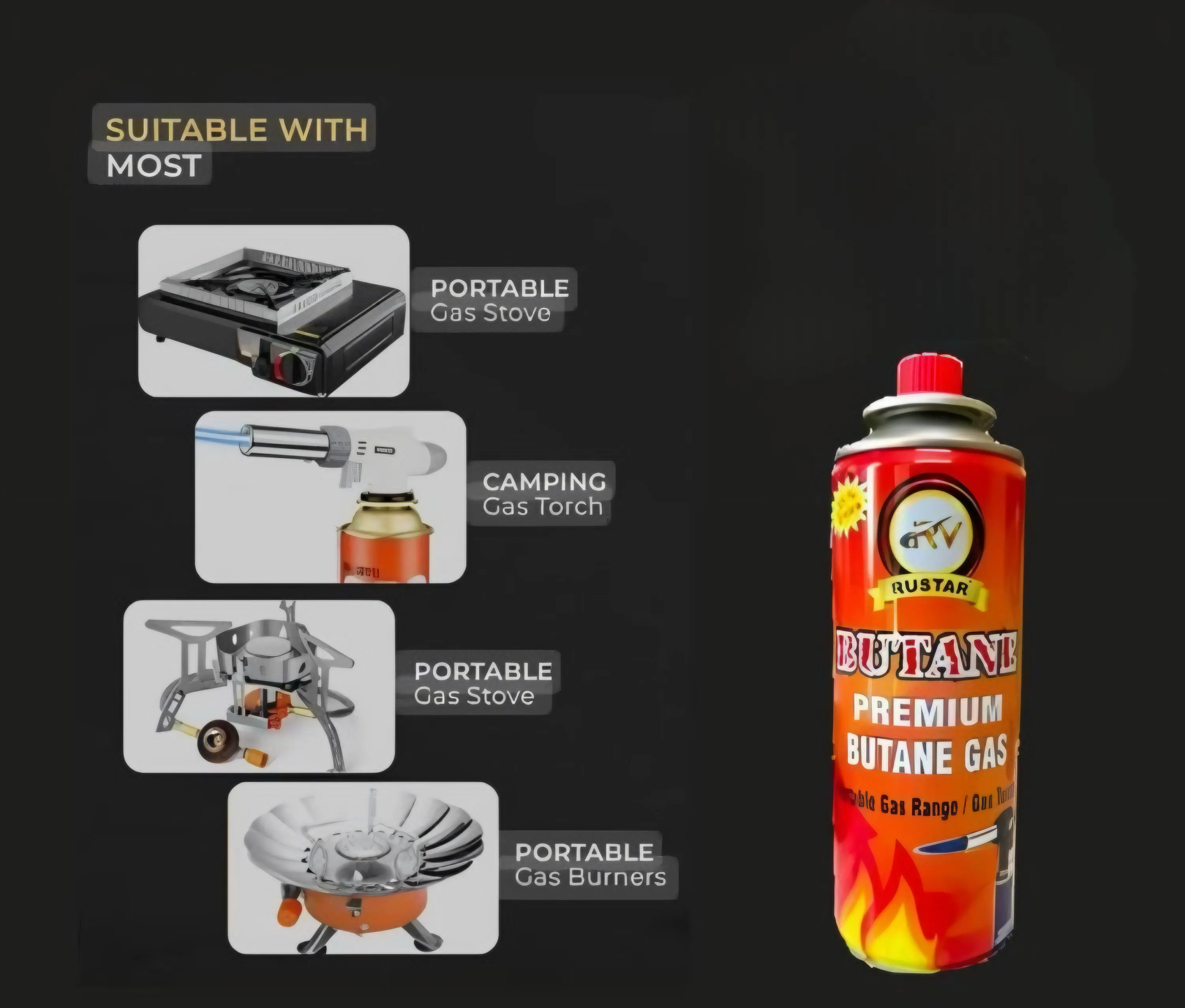 Camping stove with 4 Butane