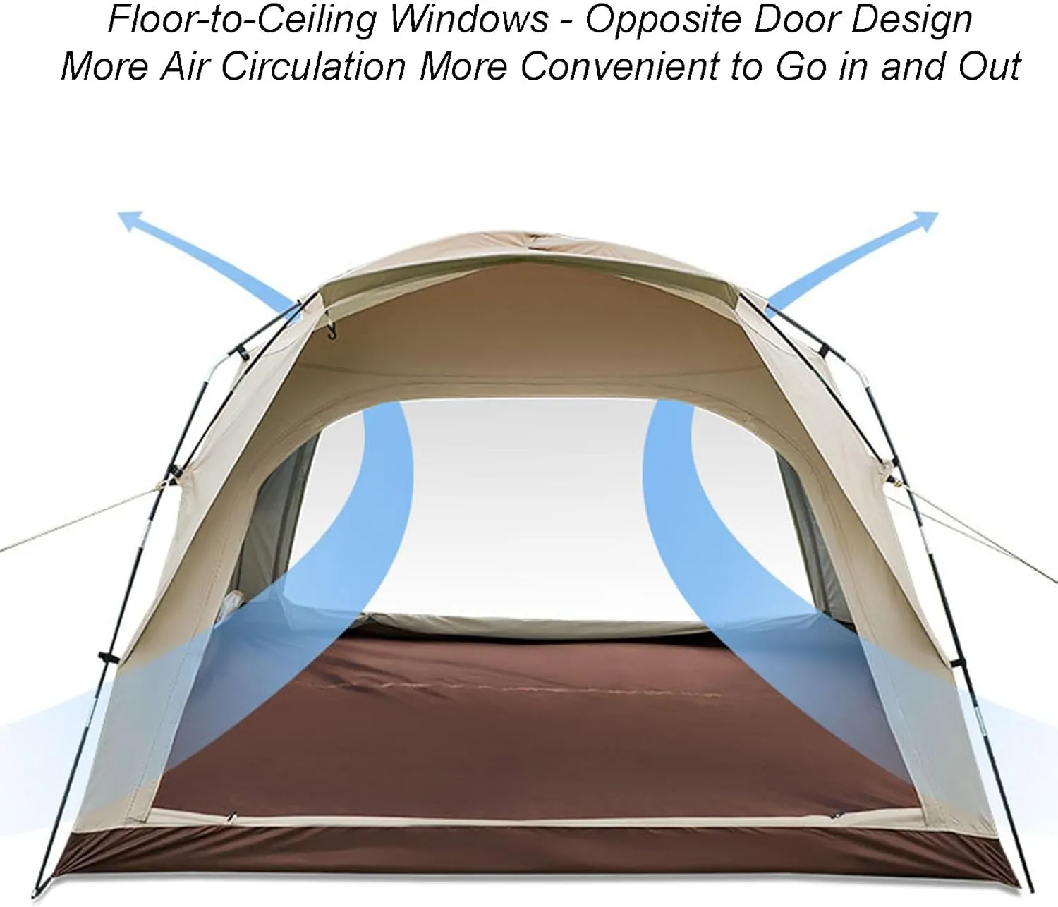 Camping Tent 4 Person Outdoor Folding Portable Camping Tent Easy Set Up 2 Door 4 Mesh Windows Waterproof Sunproof Instant Family Tent with Carry Bag
